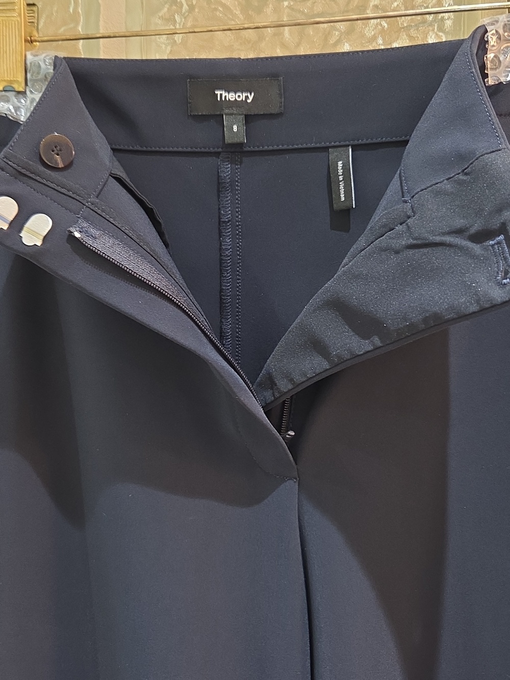 Theory Navy Wide-Leg Pants - Picture 4 of 10